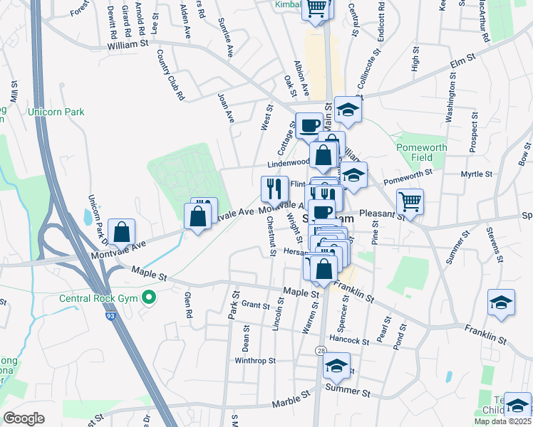 map of restaurants, bars, coffee shops, grocery stores, and more near 48 Montvale Avenue in Stoneham