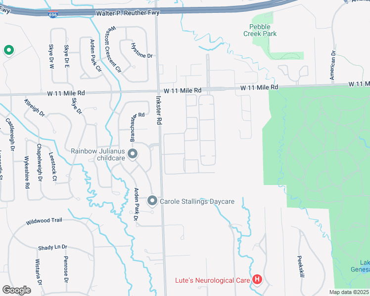 map of restaurants, bars, coffee shops, grocery stores, and more near 26306 Summerdale Drive in Southfield
