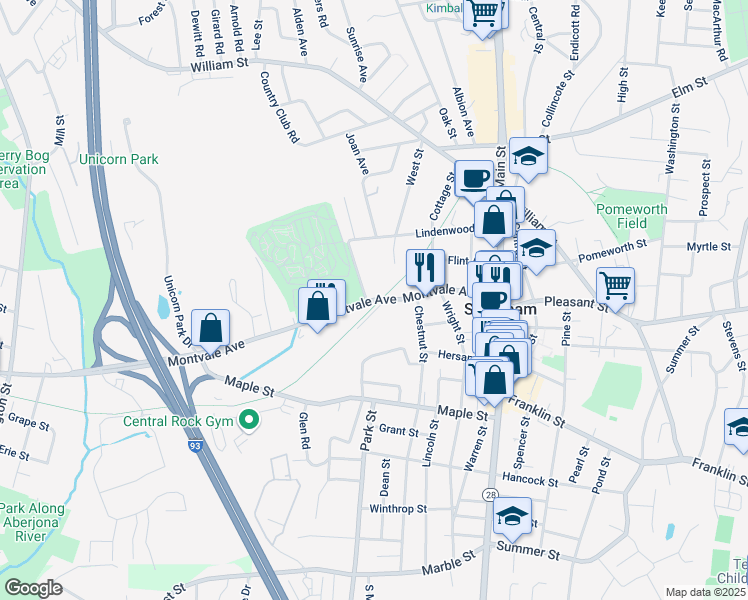 map of restaurants, bars, coffee shops, grocery stores, and more near 48 Montvale Ave in Stoneham