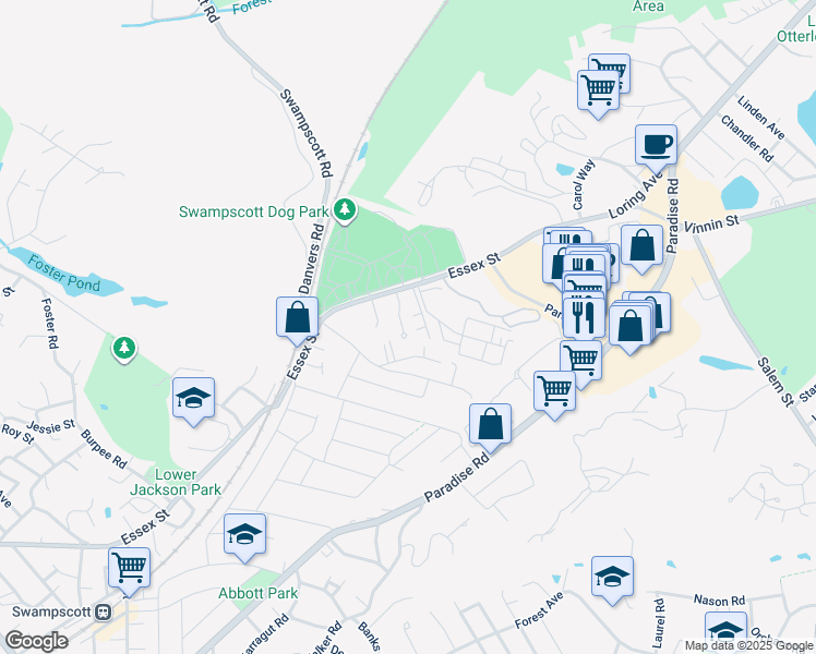 map of restaurants, bars, coffee shops, grocery stores, and more near 33 Ryan Place in Swampscott