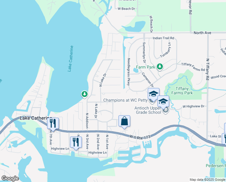 map of restaurants, bars, coffee shops, grocery stores, and more near 25039 Crawford Avenue in Antioch
