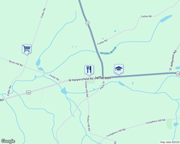 map of restaurants, bars, coffee shops, grocery stores, and more near 145 Main Street in Jefferson