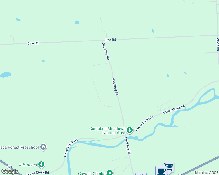 map of restaurants, bars, coffee shops, grocery stores, and more near 174 Pinckney Rd in Ithaca