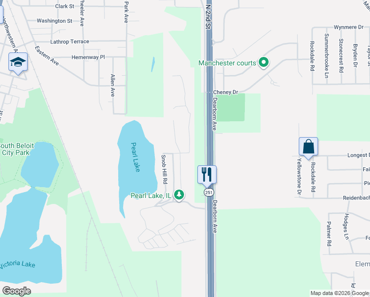 map of restaurants, bars, coffee shops, grocery stores, and more near 1220 Dearborn Avenue in South Beloit