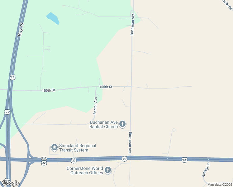 map of restaurants, bars, coffee shops, grocery stores, and more near 1514 155th Street in Sioux City