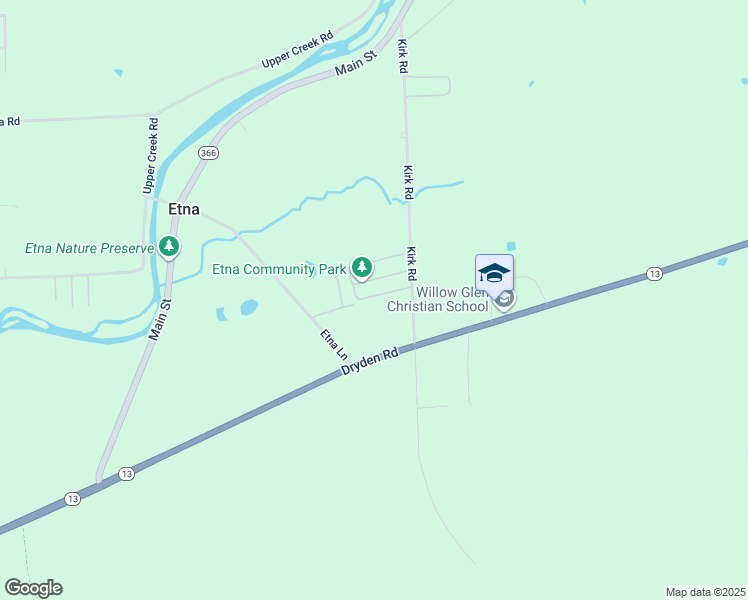 map of restaurants, bars, coffee shops, grocery stores, and more near 1 Kirk Road in Freeville
