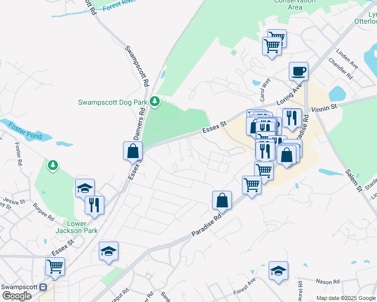 map of restaurants, bars, coffee shops, grocery stores, and more near 435 Essex Street in Swampscott