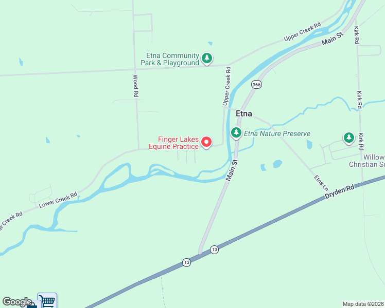 map of restaurants, bars, coffee shops, grocery stores, and more near 51 Lower Creek Rd in Ithaca