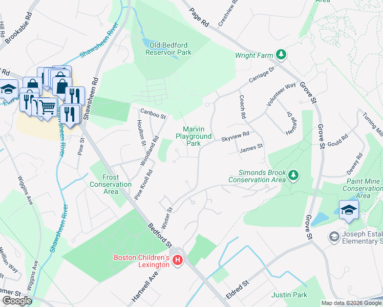 map of restaurants, bars, coffee shops, grocery stores, and more near 2 Morris Street in Lexington