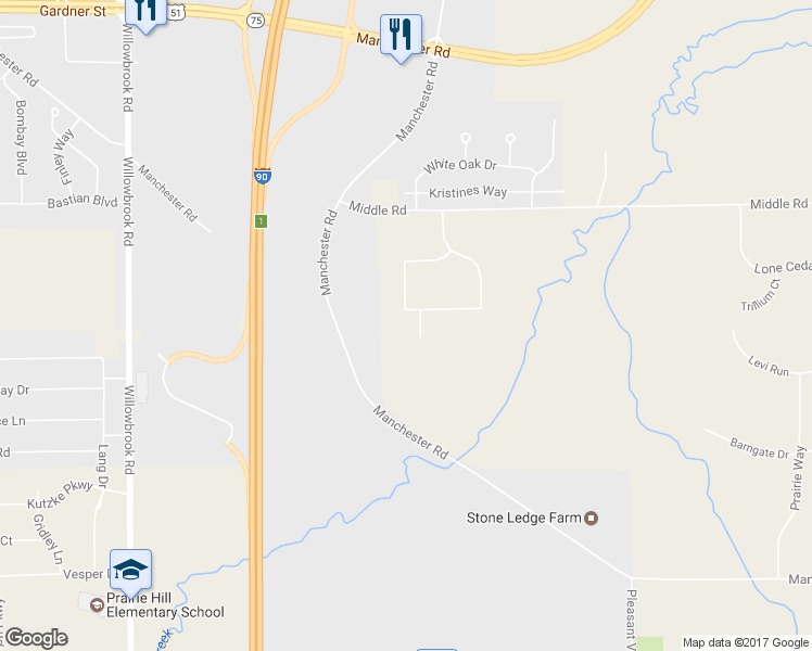 map of restaurants, bars, coffee shops, grocery stores, and more near 6553 Queen Anns Way in South Beloit