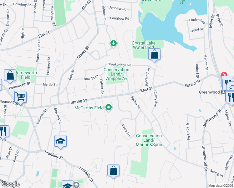 map of restaurants, bars, coffee shops, grocery stores, and more near 3 Cardinal Road in Stoneham