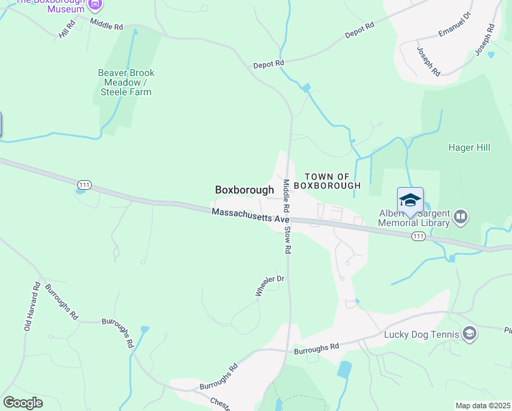 map of restaurants, bars, coffee shops, grocery stores, and more near 34 Middle Road in Boxborough