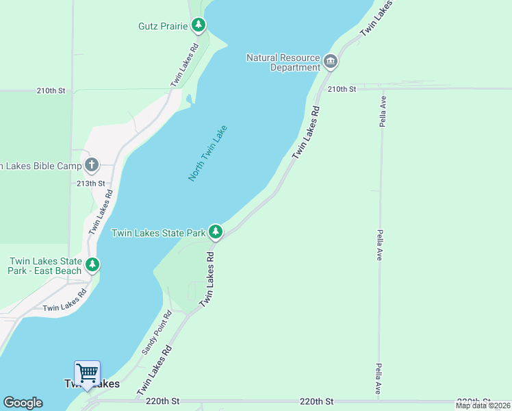 map of restaurants, bars, coffee shops, grocery stores, and more near 6541 Twin Lakes Road in Rockwell City