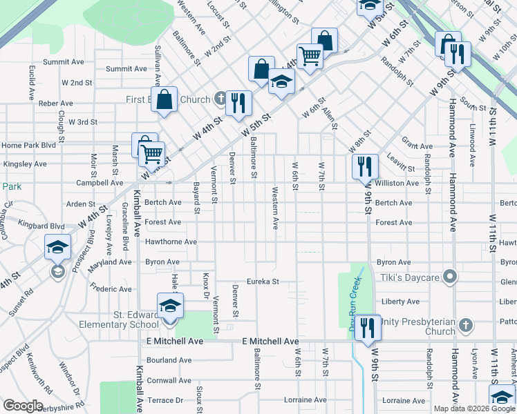 map of restaurants, bars, coffee shops, grocery stores, and more near 924 Western Avenue in Waterloo