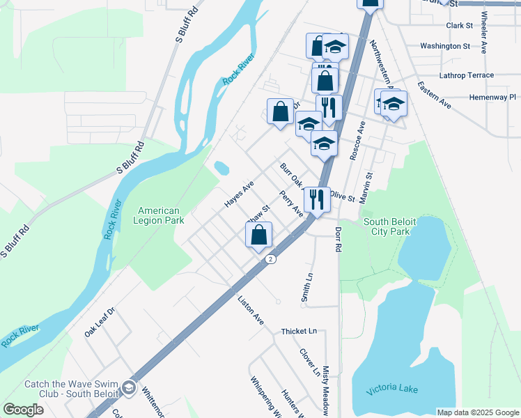 map of restaurants, bars, coffee shops, grocery stores, and more near 324 Forest Park Boulevard in South Beloit