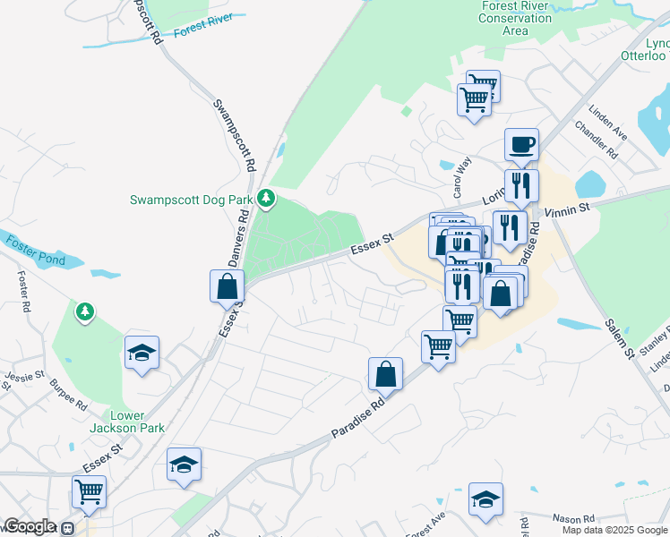 map of restaurants, bars, coffee shops, grocery stores, and more near 21 Hawser Lane in Swampscott