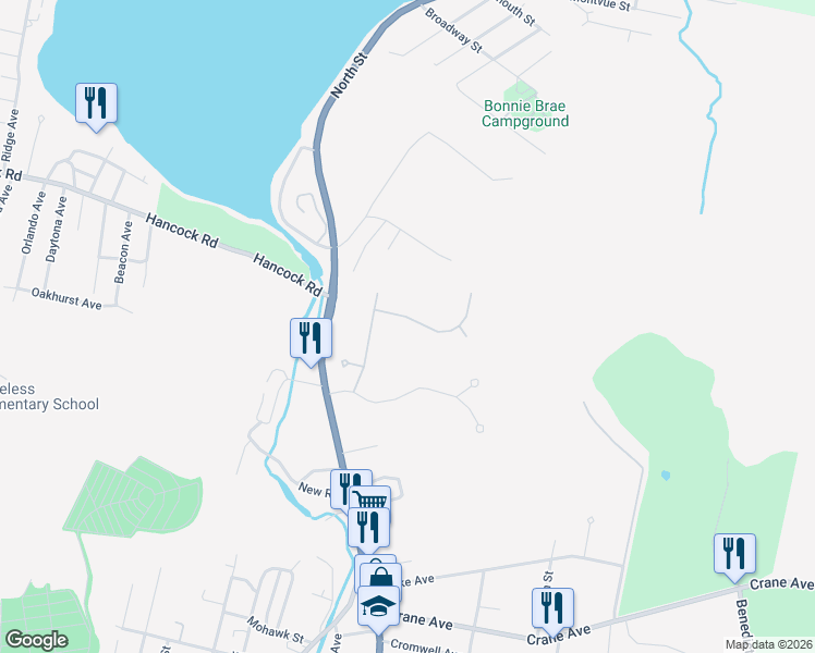 map of restaurants, bars, coffee shops, grocery stores, and more near 8 Aspen Way in Pittsfield