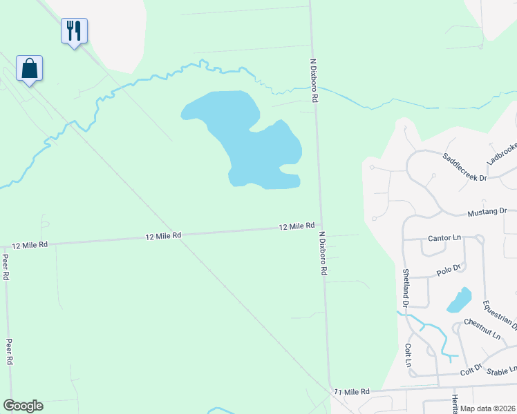 map of restaurants, bars, coffee shops, grocery stores, and more near 13545 12 Mile Road in South Lyon