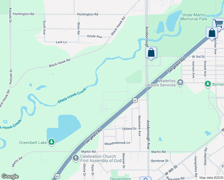 map of restaurants, bars, coffee shops, grocery stores, and more near 214 Hollywood Avenue in Waterloo