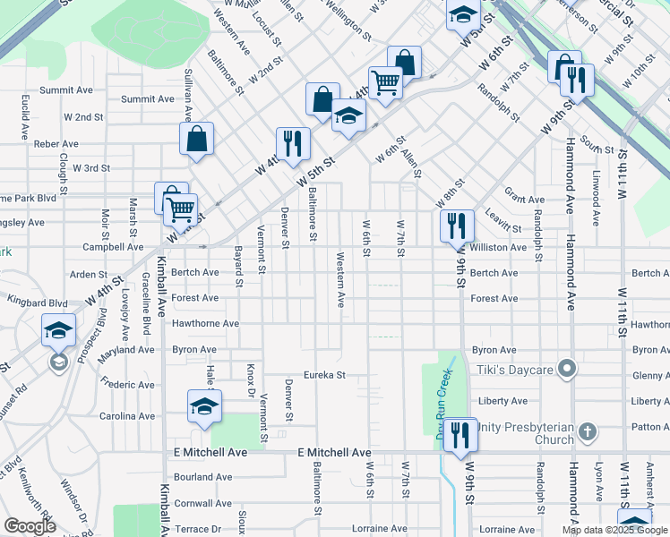 map of restaurants, bars, coffee shops, grocery stores, and more near 924 Western Avenue in Waterloo