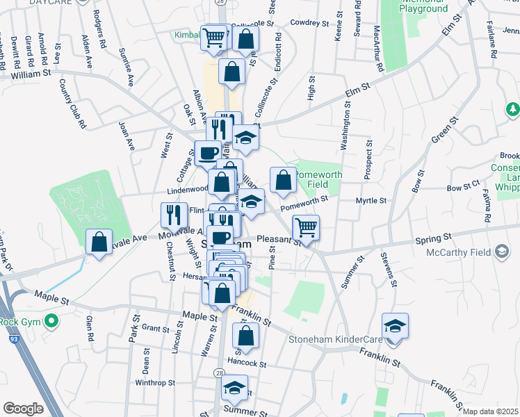 map of restaurants, bars, coffee shops, grocery stores, and more near in Stoneham