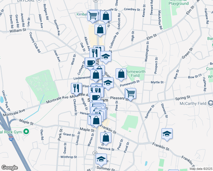 map of restaurants, bars, coffee shops, grocery stores, and more near in Stoneham