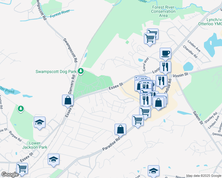 map of restaurants, bars, coffee shops, grocery stores, and more near 21 Hawser Lane in Swampscott