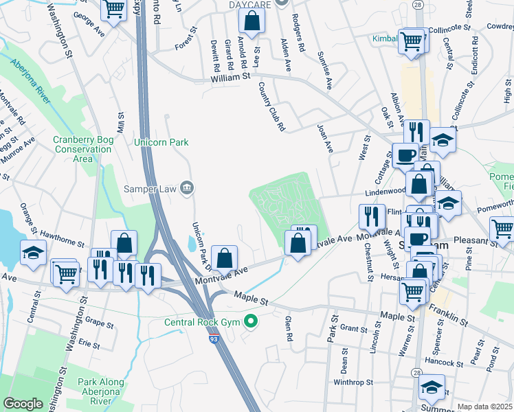 map of restaurants, bars, coffee shops, grocery stores, and more near 200 Ledgewood Drive in Stoneham