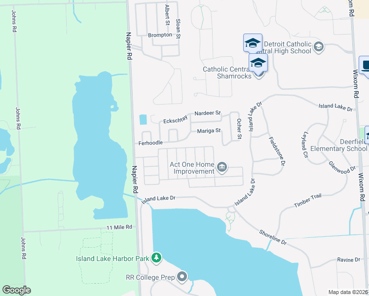 map of restaurants, bars, coffee shops, grocery stores, and more near 26212-26298 Louisianna Avenue in Novi