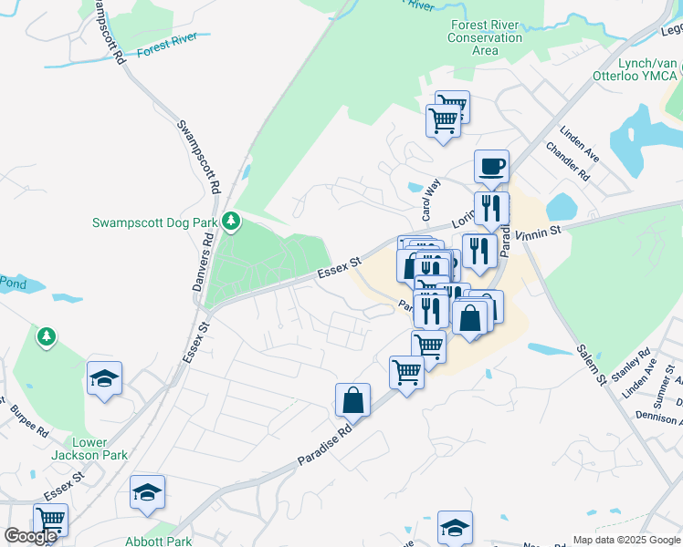 map of restaurants, bars, coffee shops, grocery stores, and more near 100 Vantage Terrace in Swampscott