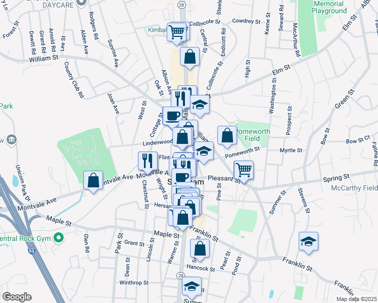 map of restaurants, bars, coffee shops, grocery stores, and more near 284 Main Street in Stoneham
