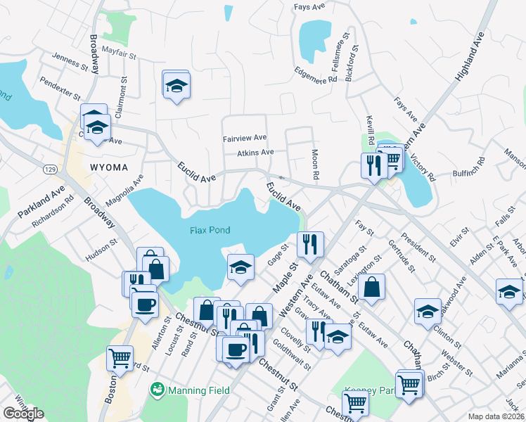 map of restaurants, bars, coffee shops, grocery stores, and more near 10 Pine Point Road in Lynn