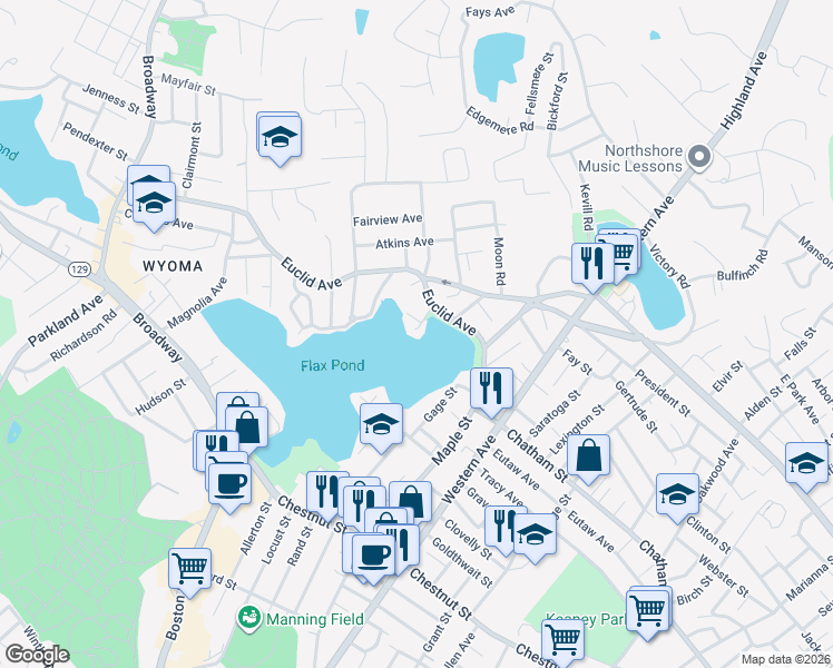 map of restaurants, bars, coffee shops, grocery stores, and more near 10 Pine Point Road in Lynn