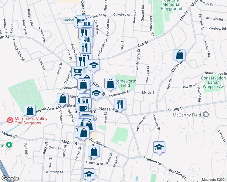 map of restaurants, bars, coffee shops, grocery stores, and more near in Stoneham