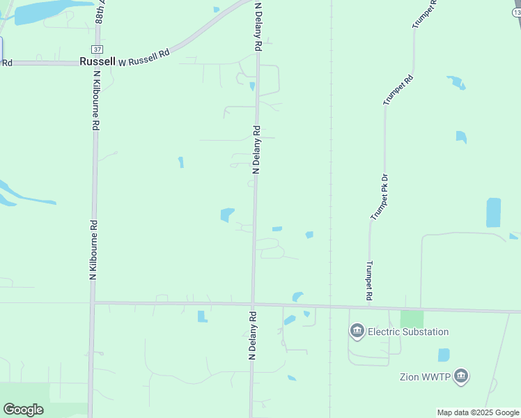 map of restaurants, bars, coffee shops, grocery stores, and more near 42771 North Delany Road in Zion