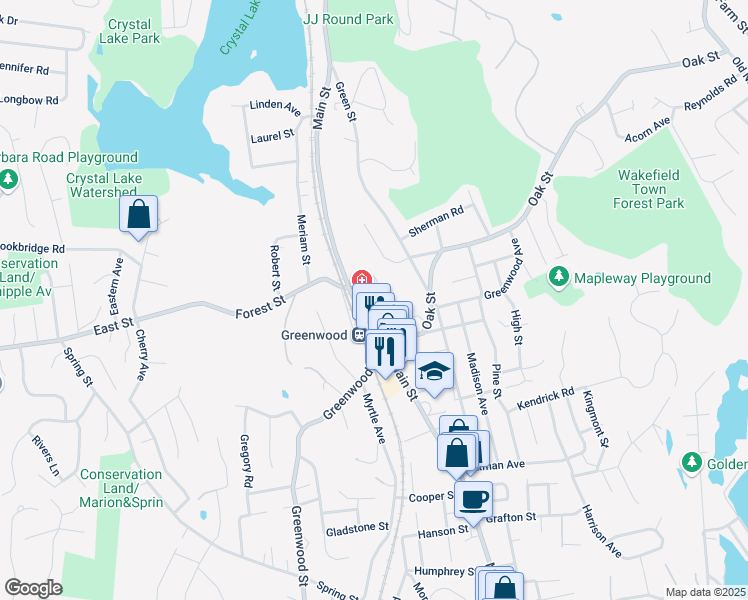 map of restaurants, bars, coffee shops, grocery stores, and more near 4 Walton Place in Wakefield