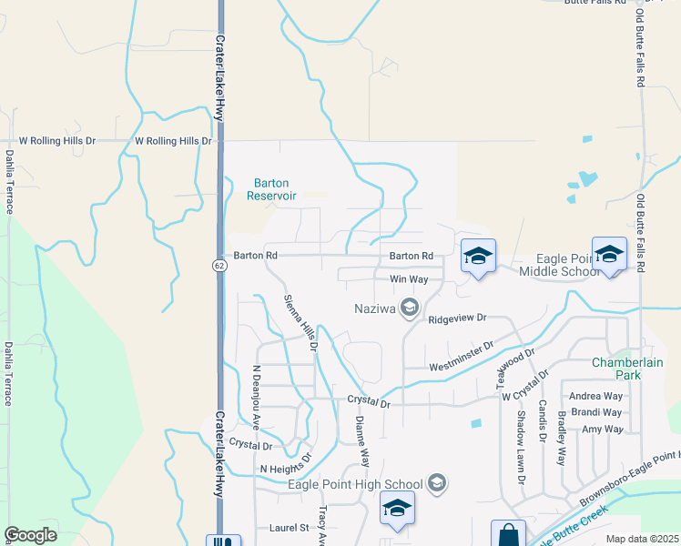 map of restaurants, bars, coffee shops, grocery stores, and more near 996 Win Way in Eagle Point