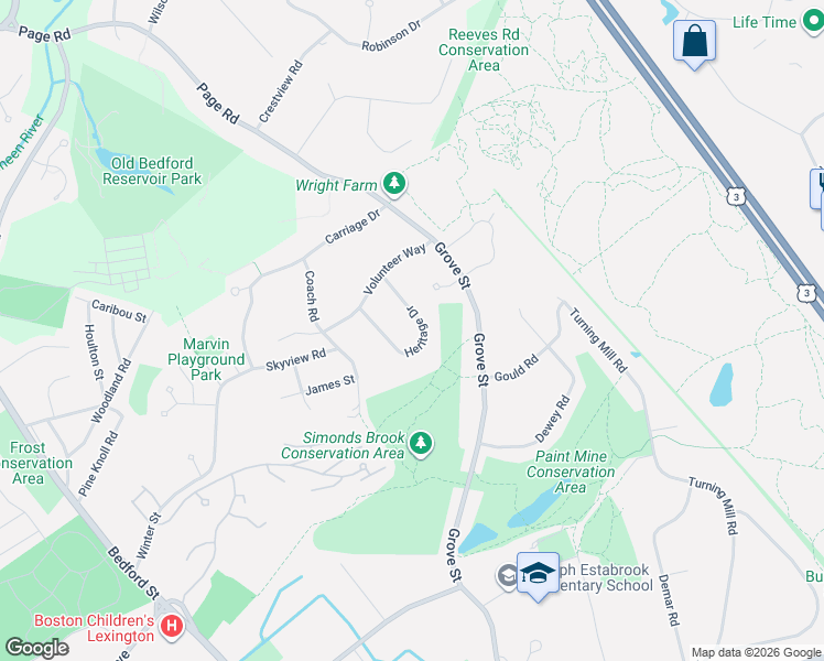 map of restaurants, bars, coffee shops, grocery stores, and more near 18 Heritage Drive in Lexington