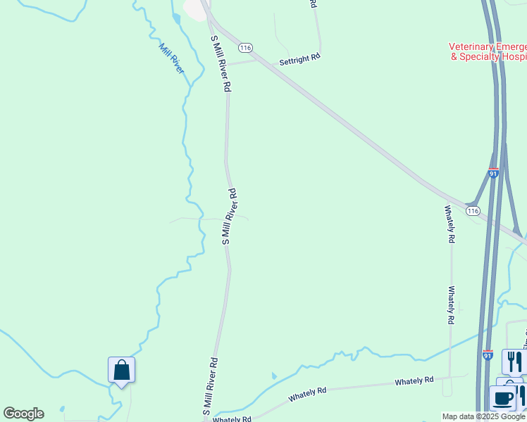 map of restaurants, bars, coffee shops, grocery stores, and more near 69 South Mill River Road in Deerfield