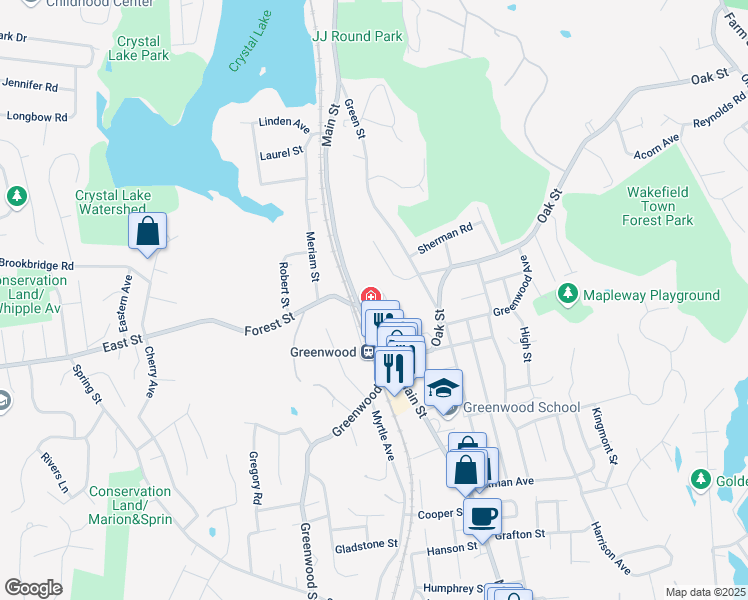 map of restaurants, bars, coffee shops, grocery stores, and more near 4 Walton Place in Wakefield