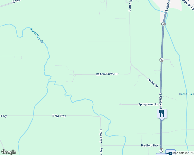 map of restaurants, bars, coffee shops, grocery stores, and more near 297 William Durfee Drive in Eaton Rapids
