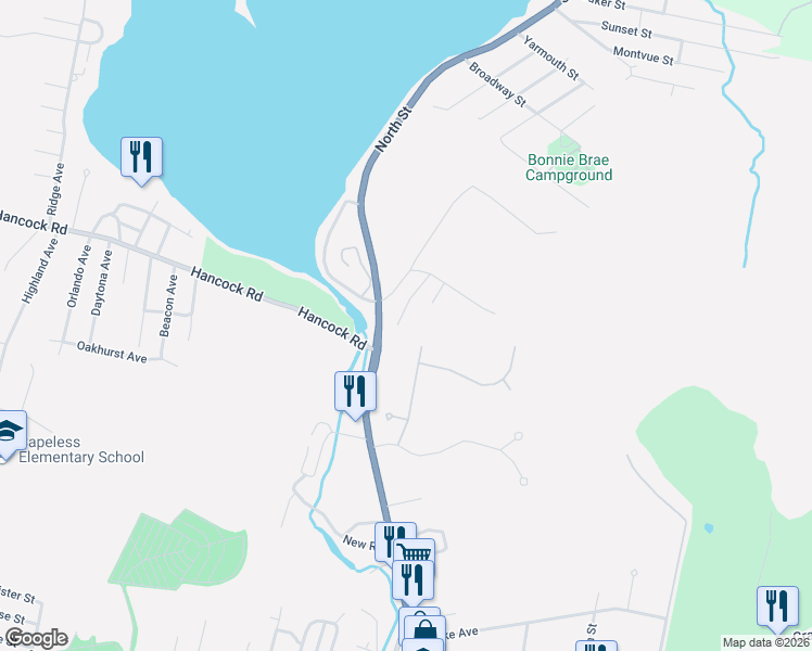 map of restaurants, bars, coffee shops, grocery stores, and more near 45 Upland Rd in Pittsfield