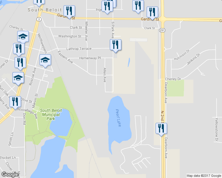 map of restaurants, bars, coffee shops, grocery stores, and more near 840 South Park Avenue in South Beloit