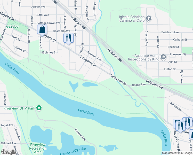 map of restaurants, bars, coffee shops, grocery stores, and more near 47 Zuma Street in Waterloo