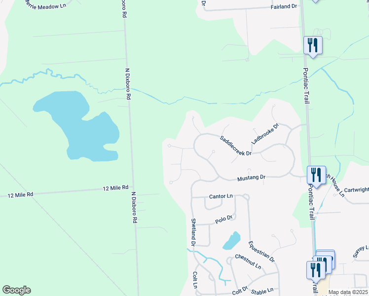 map of restaurants, bars, coffee shops, grocery stores, and more near 26759 Windchase Drive in South Lyon