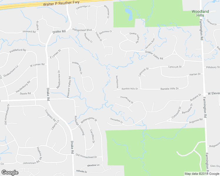 map of restaurants, bars, coffee shops, grocery stores, and more near 26055 Northpointe in Farmington Hills