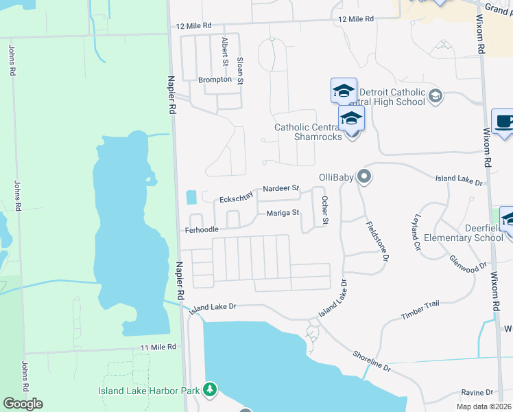 map of restaurants, bars, coffee shops, grocery stores, and more near 27000 Napier Road in Novi