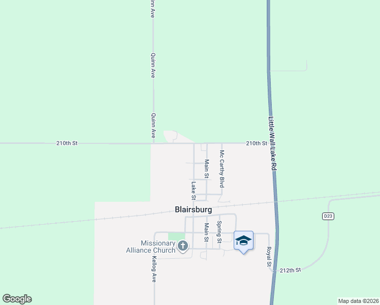 map of restaurants, bars, coffee shops, grocery stores, and more near 108 Lake Street in Blairsburg