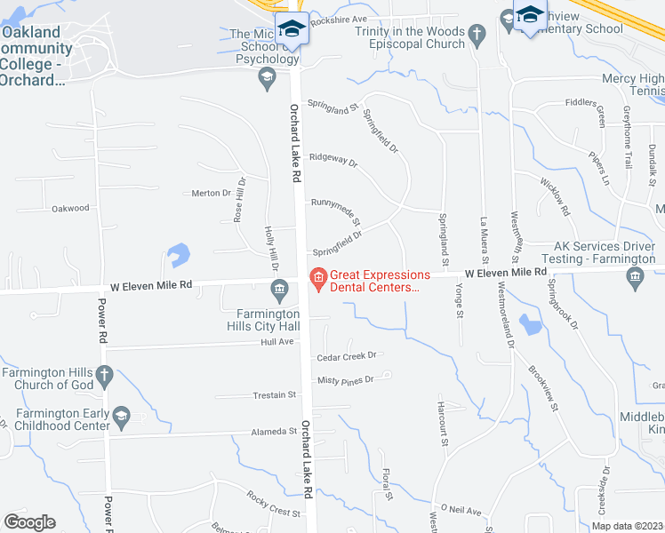 map of restaurants, bars, coffee shops, grocery stores, and more near 31110 West Eleven Mile Road in Farmington Hills