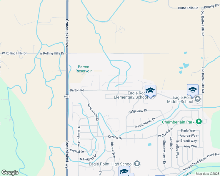 map of restaurants, bars, coffee shops, grocery stores, and more near 569 Barton Road in Eagle Point